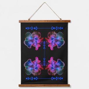 Neon Hibiscus Abstract Flower Art  Hanging Tapestry