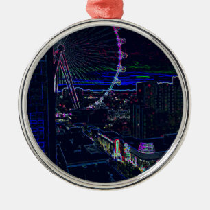 Neon High Roller Ferris Wheel Abstract Vegas Metal Tree Decoration