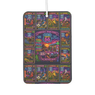 Neon Highway Route Road Trip Car Air Freshener