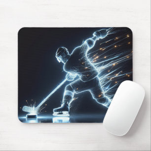 Neon Hockey Player On Ice Mouse Mat