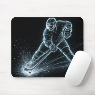 Neon Hockey Player On Ice Mouse Mat