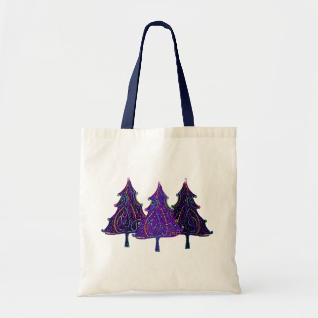 Neon Holiday Trees Tote Bag (Front)