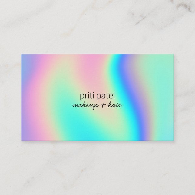 Neon Holographic Makeup Hair Lash Nail Beauty Business Card (Front)