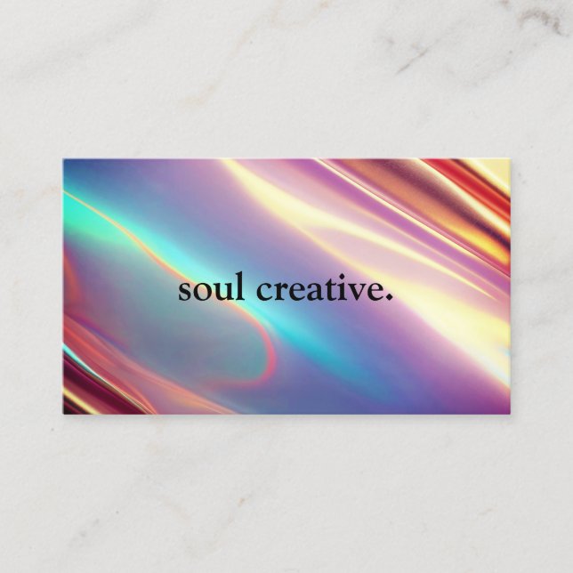 Neon Holographic Textures QR Code Modern Business Card (Front)