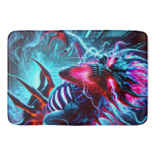 Neon Horror Monster Glowing Eyes Cyberpunk Dark Fa Bath Mat