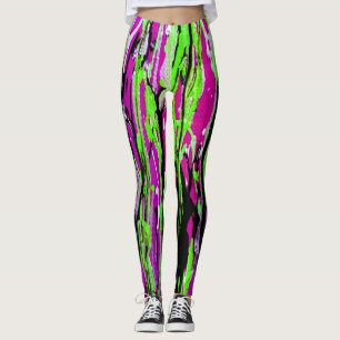 Neon Hot Leggings Purple Green and Black
