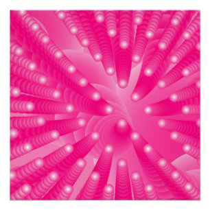 Neon Hot Pink 3D Tunnel Illusion Abstract Art Poster