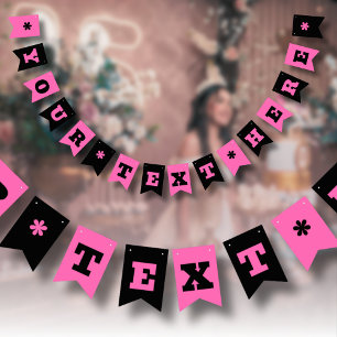 Neon Hot Pink and Black Colour   Customise  Bunting