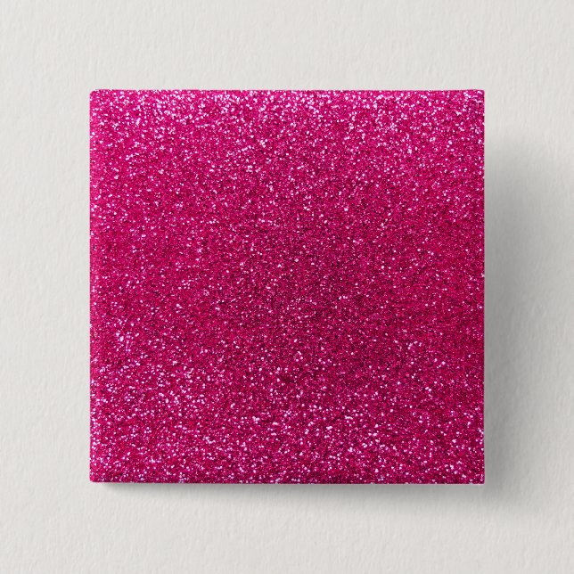 Neon hot pink glitter 15 cm square badge (Front)