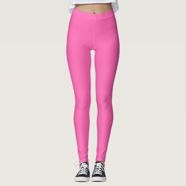 Neon Hot Pink Solid Colour | Classic Leggings (Front)