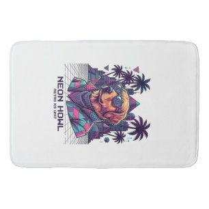 Neon Howl Retro K9 Unit Dog Sunglasses Palm Tree_1 Bath Mat
