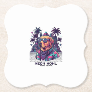 Neon Howl Retro K9 Unit Dog Sunglasses Palm Tree_1 Paper Coaster