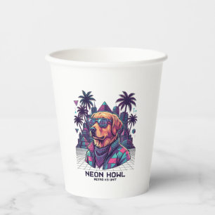 Neon Howl Retro K9 Unit Dog Sunglasses Palm Tree_1 Paper Cups