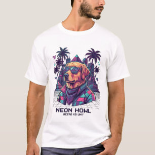Neon Howl Retro K9 Unit Dog Sunglasses Palm Tree_1 T-Shirt