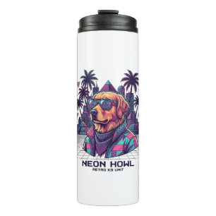 Neon Howl Retro K9 Unit Dog Sunglasses Palm Tree_1 Thermal Tumbler