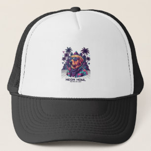 Neon Howl Retro K9 Unit Dog Sunglasses Palm Tree_1 Trucker Hat