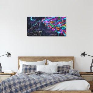 Neon Howl – Urban Wolf Energy Canvas Print