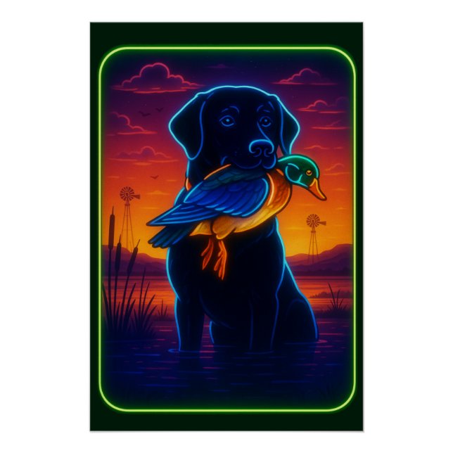 Neon Hunting Dog Poster (Front)