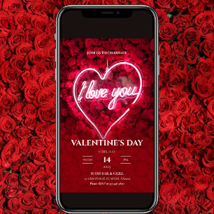 Neon I Love You Valentine's Day Invitation