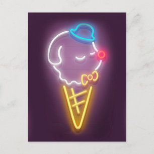 Neon Ice Cream Dog Announcement Postcard
