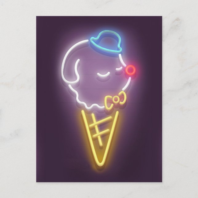 Neon Ice Cream Dog Announcement Postcard (Front)