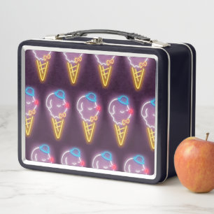 Neon Ice Cream Dog Metal Lunch Box