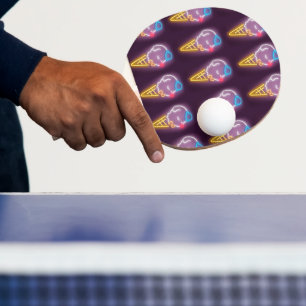 Neon Ice Cream Dog Ping Pong Paddle