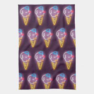 Neon Ice Cream Dog Tea Towel