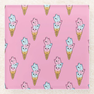 Neon Ice Cream: Kids' Urban Fun. Glass Coaster