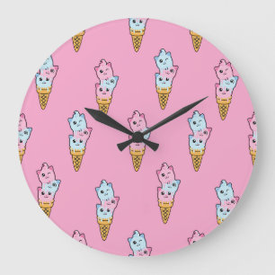Neon Ice Cream: Kids' Urban Fun. Large Clock