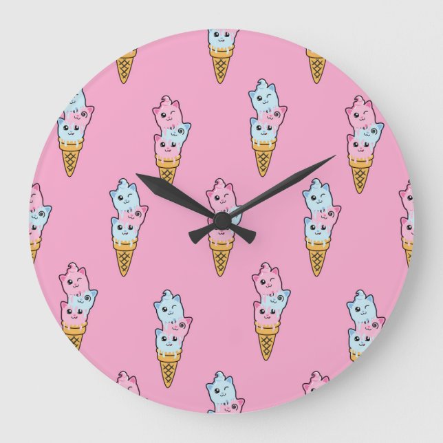Neon Ice Cream: Kids' Urban Fun. Large Clock (Front)