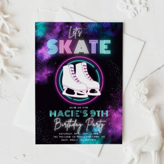 Neon Ice Skating Invitation | Ice Skating Birthday