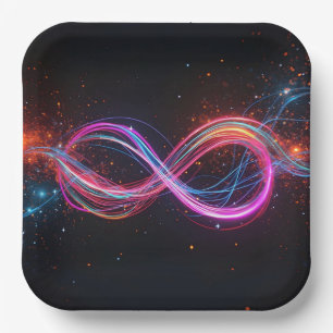 Neon Infinity Symbol In Motion Paper Plate