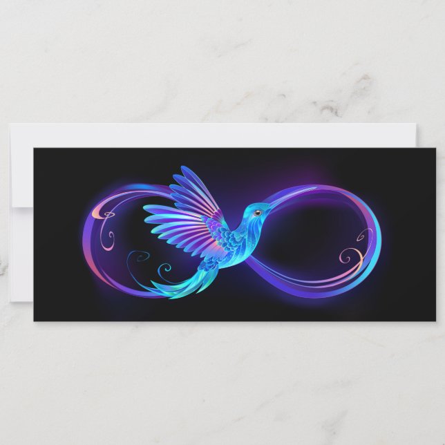Neon Infinity Symbol with Glowing Hummingbird (Front)