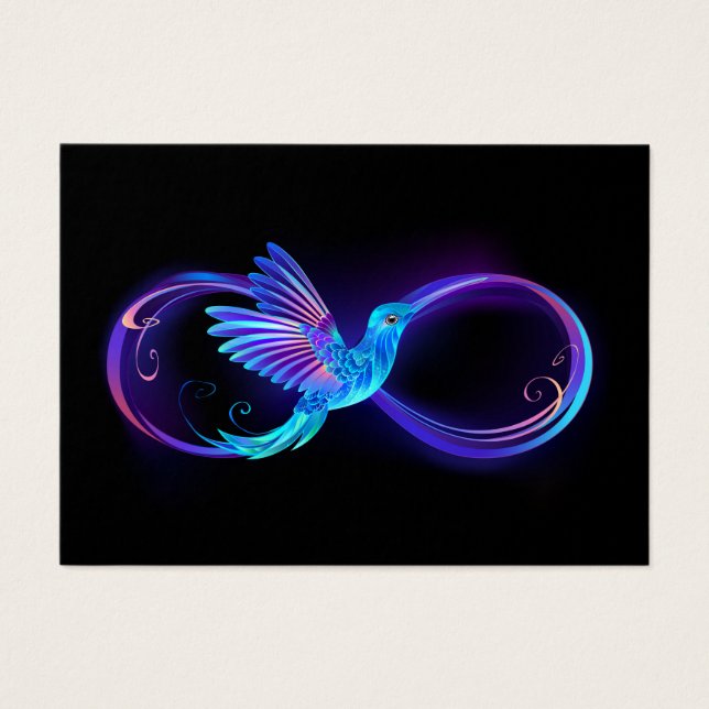 Neon Infinity Symbol with Glowing Hummingbird (Front)