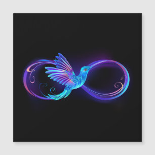 Neon Infinity Symbol with Glowing Hummingbird