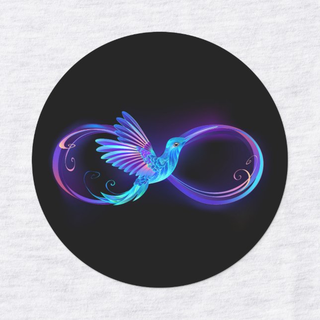 Neon Infinity Symbol with Glowing Hummingbird (Design 1)