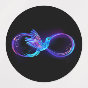 Neon Infinity Symbol with Glowing Hummingbird
