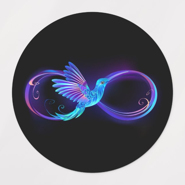 Neon Infinity Symbol with Glowing Hummingbird (Design 1)