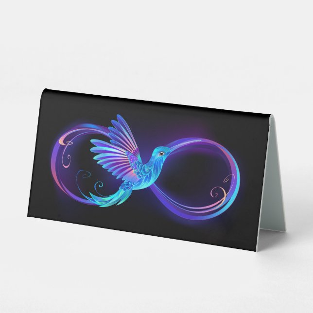 Neon Infinity Symbol with Glowing Hummingbird (Front)