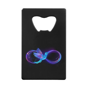 Neon Infinity Symbol with Glowing Hummingbird