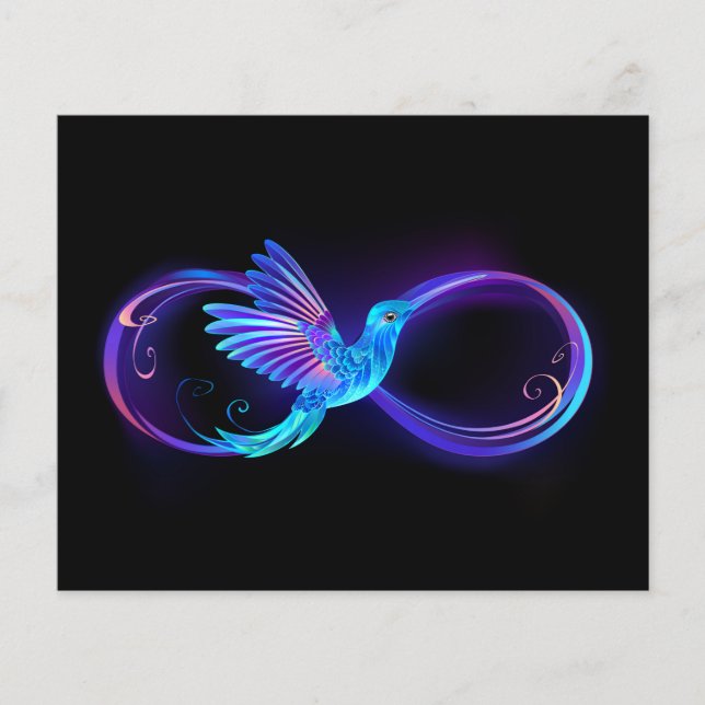 Neon Infinity Symbol with Glowing Hummingbird (Front)