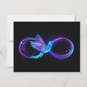 Neon Infinity Symbol with Glowing Hummingbird Advice Card