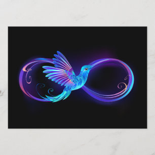 Neon Infinity Symbol with Glowing Hummingbird Advice Card