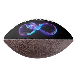 Neon Infinity Symbol with Glowing Hummingbird American Football