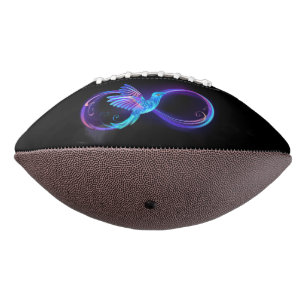 Neon Infinity Symbol with Glowing Hummingbird American Football