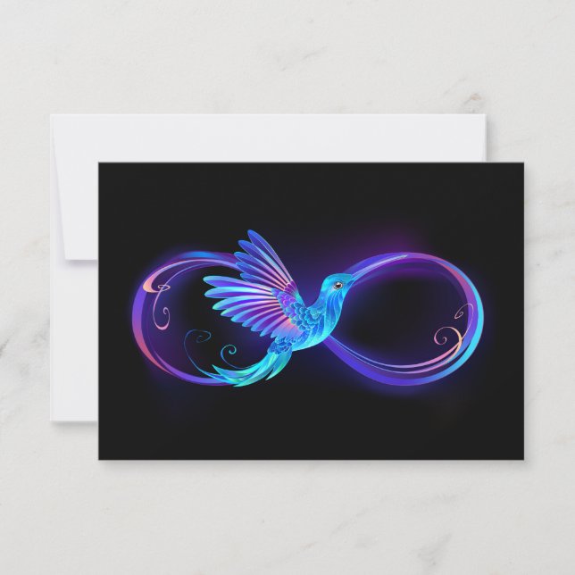 Neon Infinity Symbol with Glowing Hummingbird Announcement (Front)