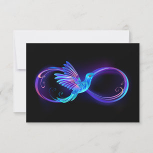 Neon Infinity Symbol with Glowing Hummingbird Announcement