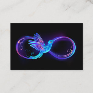 Neon Infinity Symbol with Glowing Hummingbird Appointment Card