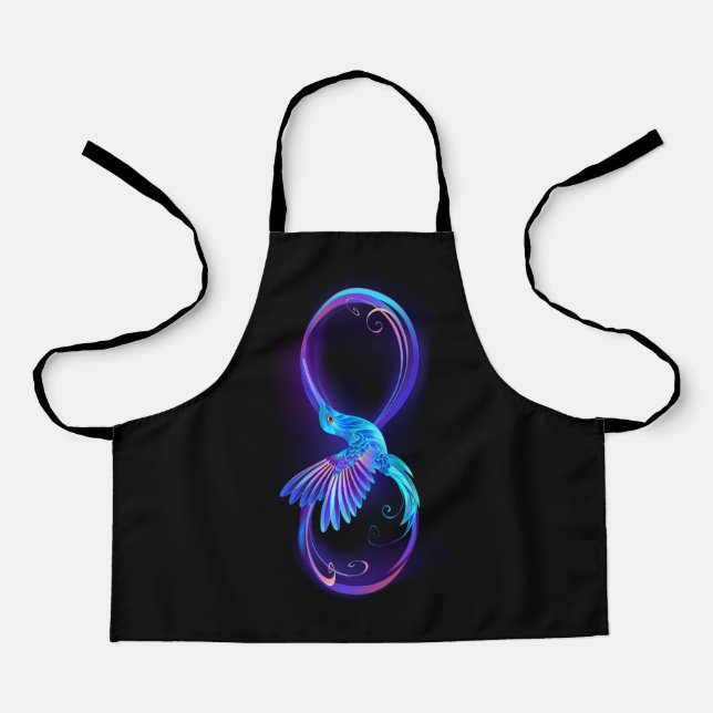 Neon Infinity Symbol with Glowing Hummingbird Apron (Front)
